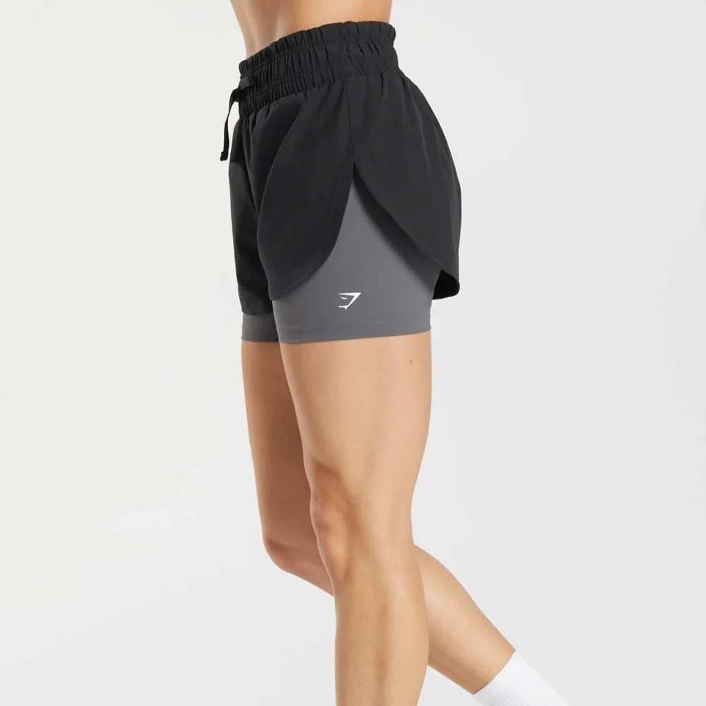 Gymshark Women's Black and Gray Athletic Shorts - Picture 1 of 3